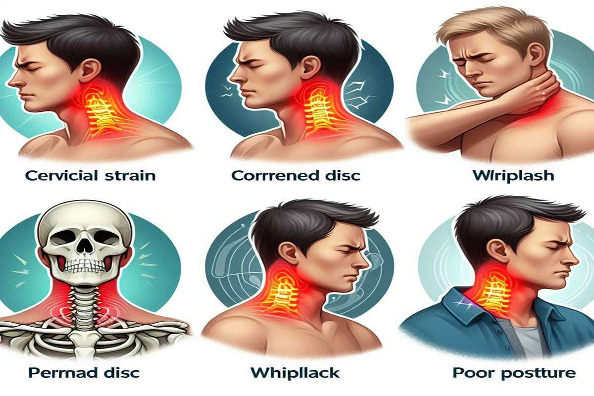 نمایی از درد در نواحی مختلف گردن را مشاهده می کنید