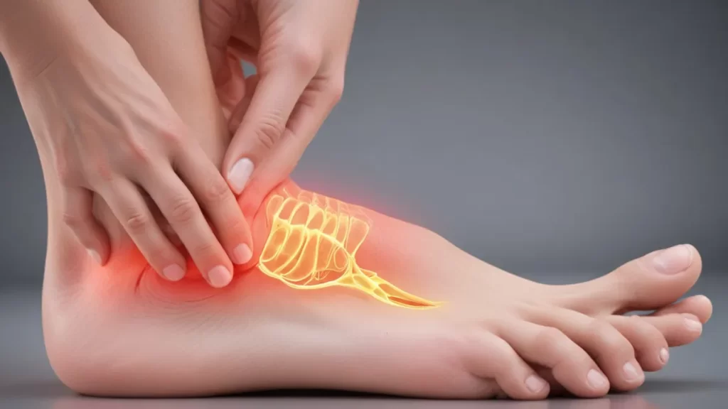 یک تصویر از شخصی با نشانههای درد کف پا و داغ شدن آن