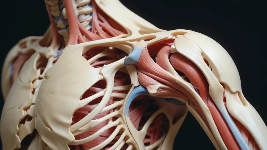 عکس آناتومی مفصل شانه شخصی که درد شانه چپ را تجربه می کند