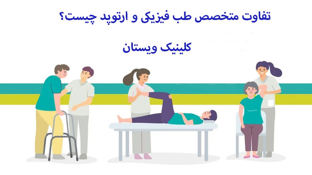 فیزیاتریست و ارتوپد چند تصویرر مختلف از متخصص طب فیزیکی در حال کمک به بیمارر