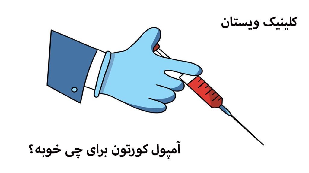 آمپول کورتون تصویر انیمیشنی از یک دست که آمپولی را گرفته است