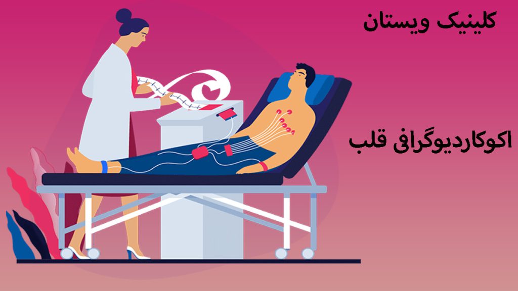 اکوکاردیوگرافی قلب یک خانم در حال انجام اکوکاردیوگرافی قلب بیمار است