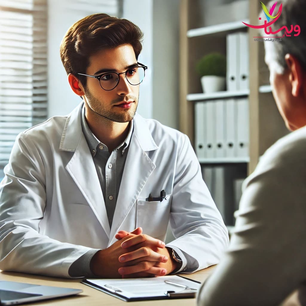 مشاوره پزشکی تخصصی با متخصص مغز و اعصاب دکتر سجاد اسدی بروجنی در حال مشاوره با بیمار
