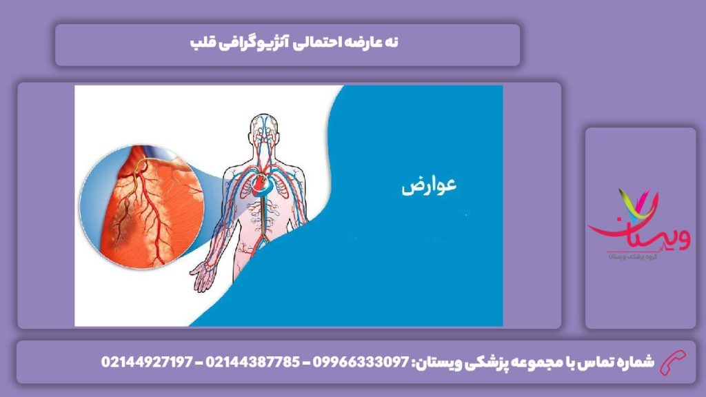 عوارض احتمالی آنژیوگرافی 9 عارضه احتمالی آنژیوگرافی قلب