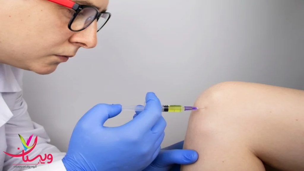 تزریق تخصصی سلولهای بنیادی برای بهبود زانو تزریق سلولهای بنیادی به مفصل زانو با سرنگ استریل